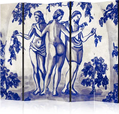 Obrázek produktu pro Oboustranný paraván Lidé 225x172 cm 5dílný šedý
