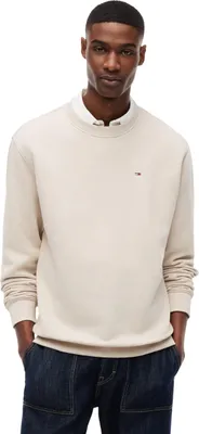 Immagine prodotto di Felpa da uomo Tommy Jeans, modello regular fit, con fodera in pile, collo rotondo, color beige