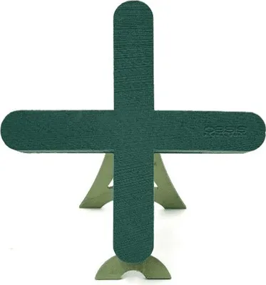 Produktbild von OASIS® Nass-Steckmasse Plus-Zeichen Lynton, Bioline Holzunterlage, Holzständer, grün, 40x37x5cm - Nasssteckschwamm