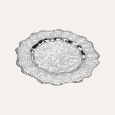 Image de KEYHOMESTORE | Lot de 6 dessous-de-plat en verre argenté Ø 33,5 cm