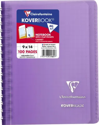 Produktbild von Clairefontaine Koverbook, kariert, 9 x 14 cm, 50 Blatt, farbig sortiert
