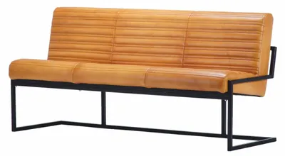 Zdjęcie produktu dla Casa Padrino luksusowa ławka ze skóry naturalnej jasnobrązowa / czarna 160 cm - Meble ze skóry naturalnej