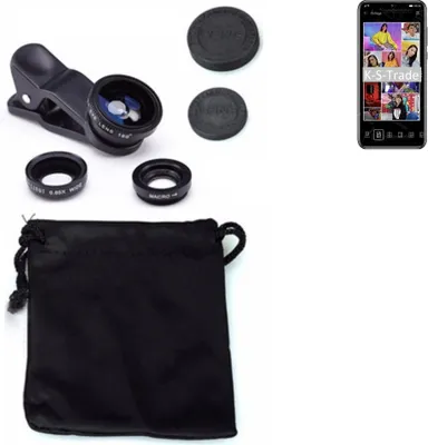 Produktbild von K-S-Trade Smartphone Kamera Linsen Set Kompatibel mit Huawei Y8p 3in1 Clip-On Kamera Adapter Macro Weitwinkel FishEye Fischauge Objektiv Linse
