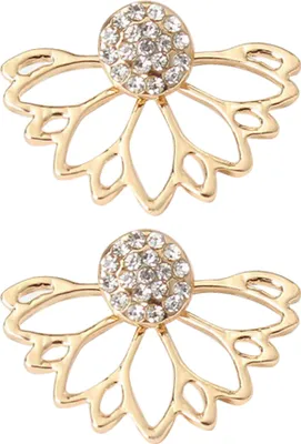 Produktbild von Frauen Mode Glänzenden Strass Aushöhlen Ohr Jacke Stud Ohrringe Schmuck Geschenk-Golden