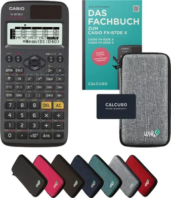 Produktbild von Casio fx-87DE X inkl. Schutztasche Hellgrau & Fachbuch (80 Seiten, DIN A5) – Wissenschaftlicher Rechner – Smart Set