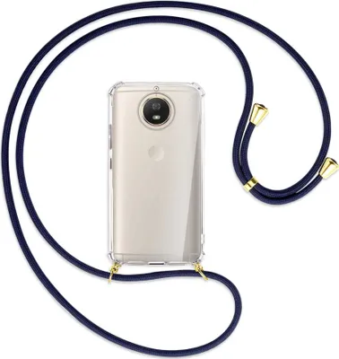 Produktbild von Handykette Backcover-Schutzhülle mit Band (Metall goldfarben) für Motorola Moto G5S - dunkelblau