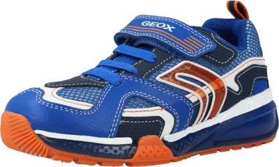 A single blue and orange Geox sneaker is shown against a white background.
