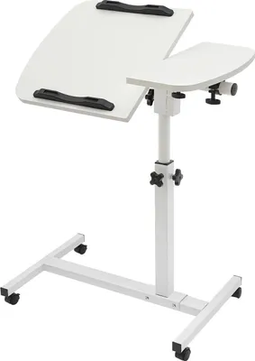Produktbild von Computertisch mit Rollen - L-förmiger Laptop-Tisch - 360° neigbar - 4 feststellbare Rollen - MDF & Kohlenstoffstahl