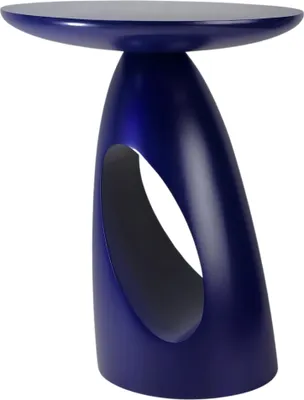 Produktbild von Beistelltisch ISLAND 40 / Kaffeetisch - Sofatisch - Laptoptisch - Nachttisch - Pflanzentisch / Oval 32 x 40 / Gedrechseltes massives Buchenholz / Marineblau