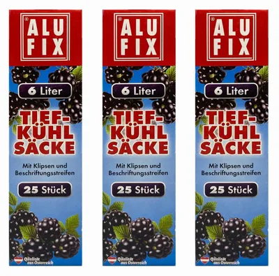 Produktbild von 75x ALUFIX Gefrierbeutel Tiefkühlbeutel 6 Liter 28 x 45cm Verschlussclips
