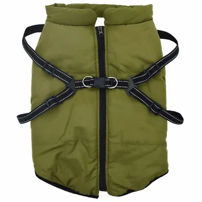 Immagine prodotto di vidaXL Cane Cappotto Imbracatura Impermeabile Riflettente Verde Esercito L68
