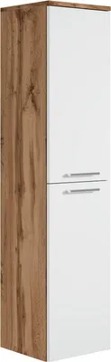 Produktbild von Badezimmerschrank Saturnus 35 x 35 x 130cm - Eiche Weiß - hoher Hängeschrank mit 2 Türen
