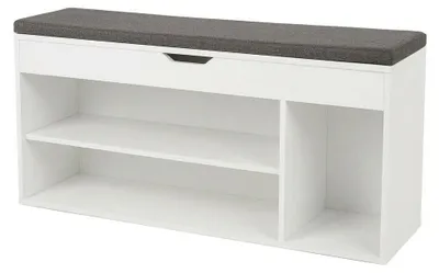Immagine prodotto di Panca Scarpiera Seduta Cuscino Mobile Ingresso Contenitore 103.5x30x48 Cm.Colore:Bianco