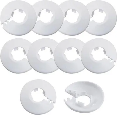 Productafbeelding van Verdampingsrozetten, 10 stuks - Voor waterleidingen en aansluitingen van verwarmingsbuizen - Wit - Decoratieve rozet - Diameter 215 mm