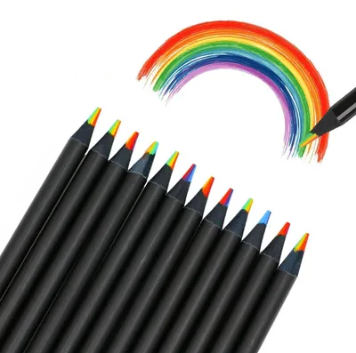 Immagine prodotto di Matite colorate arcobaleno 7 in 1, confezione da 12 pezzi, multicolore, in legno, per arte e disegno