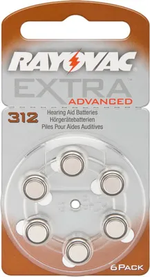 Produktbild von Rayovac Extra Advanced Gr. 312 - 6er Blister Hörgerätebatterien PR41 Braun 24607 312AU-6XEMF