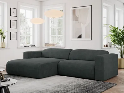 Produktbild von MKS MEBLE Ecksofa, Sofa L-Form, Wohnlandschaft L-Form, Modern Design Couch, Sofagarnitur, Couchgarnitur, Polsterecke - PASADENA -Dunkelgrau Struktur - links seite