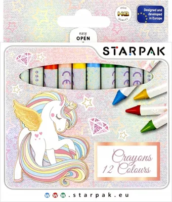 Produktbild von Starpak Einhorn-Wachsmalstifte, 12 Farben