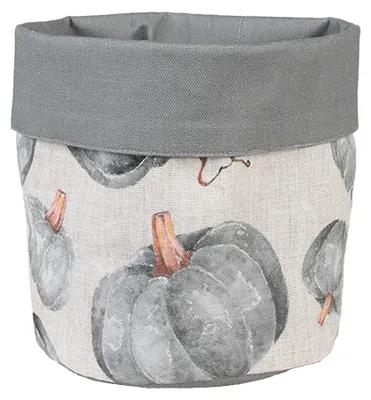 Image de Clayre & Eef Corbeille à pain Ø 15x16 cm Gris Coton Citrouille