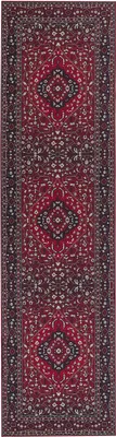 Produktbild von BELIANI Teppich Läufer Rot Stoff 80 x 300 cm Rechteckig mit Blumenmuster Orientalisch Rutschfest Vintage Orientteppich Vorleger Flur Küche Schlafzimmer