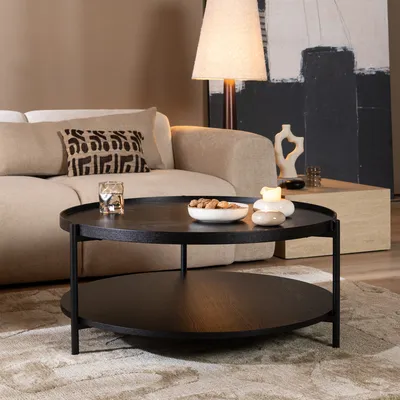 Produktbild von Bronx71 Couchtisch Rio rund Ø 90 cm Eiche schwarz