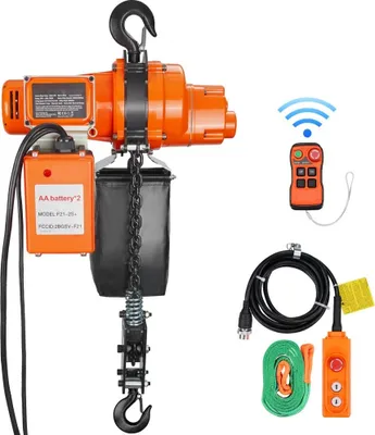 Produktbild von Elektrischer Kettenzug - 6m Seilzug - 998kg Tragkraft - kabelloser/kabelgebundener Kranheber - Hebezeug für Industrie und Bau