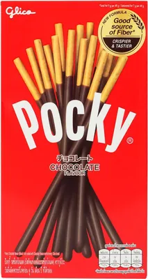 A box of Pocky chocolate biscuit sticks.