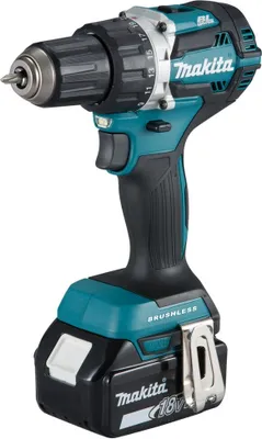 Produktbild von Makita DDF484JX1 Profi-Akku-Bohrmaschine, 5 Ah Akkukapazität, 18 V Akkuspannung, variable Geschwindigkeit, inklusive 3 Lithium-Ionen-Akkus und Ladegerät