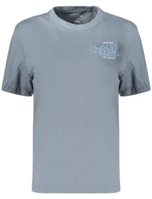 Produktbild von Graues Damen Kurzarm-T-Shirt mit Rundhals und stilvollem Logo-Druck