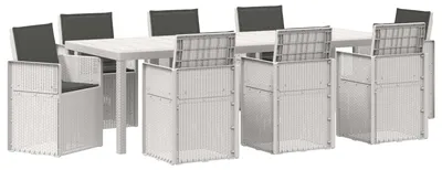 Image de Ensemble de salon de jardin vidaXL avec coussins, 9 pièces, blanc et anthracite, PP