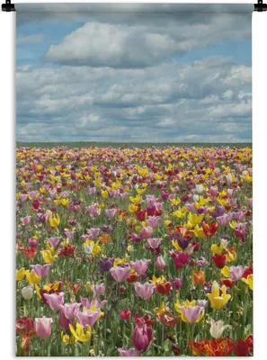 Produktbild von MuchoWow® Wandteppich Wandbehang Tulpen - Farben - Wolken 120x180 cm Tapisserie Dekoration Wandtuch - Schlafzimmer - Dekorationen für das Haus