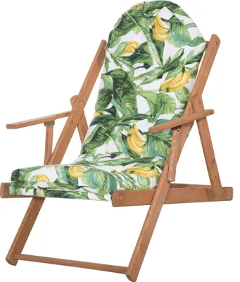 Produktbild von Springos® Premium Gartenliege Sonnenliege mit Armlehnen Kissen Holz 71 x 90 x 103 cm