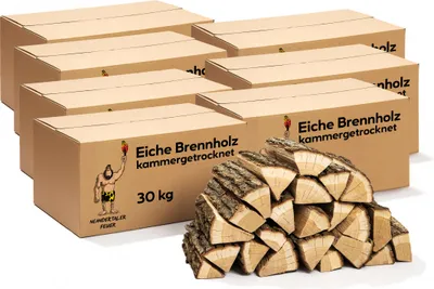 Produktbild von Neandertaler Feuer Brennholz Eichenholz Kaminholz - Grillholz 25 cm 210 kg | Hartholz Eichen Feuerholz | Holz für Grill Kamin Smoker Ofen | Firewood
