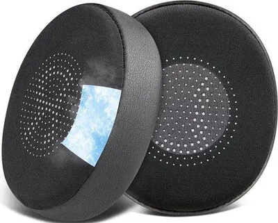 Image de Coussinets de rechange pour écouteurs sans fil - Tissu blanc - Rafraîchissants - Compatibles avec Jabra Evolve2 65 et Elite 45h - Coussinets confortables - Coussinets durables.