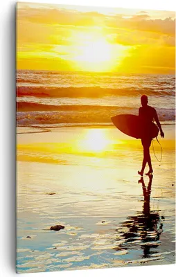 Produktbild von Bild auf Leinwand - Leinwandbild - Einteilig - Surfer sonnenuntergang ozean brett - 80x120cm - Wand Bild - Wandbilder - Leinwanddruck - Wanddekoration - Leinwand bilder - Wandbild - PA80x120-2792