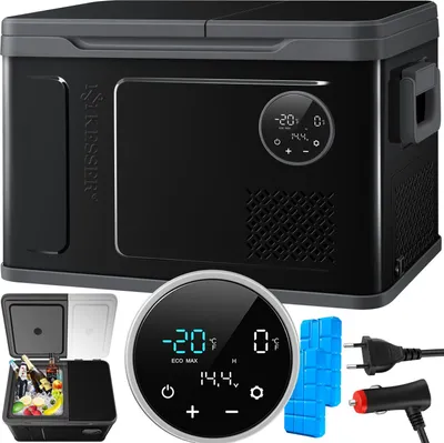 Produktbild von KESSER® Kompressor Kühlbox 2in1 Doppelzone Kühl- & Gefrierfach, elektrisch Gefrierbox LED-Touch-Bedienung inkl. 2x Kühlakkus 12/24 V 230V, Kühlschrank Kühlung bis -20 °C für Auto, Lkw, Camping