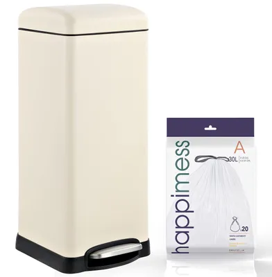 Productafbeelding van happimess HPM1007F Betty, retro afvalbak, 30 liter, afvalbak met pedaalbediening, vingerafdrukbestendig