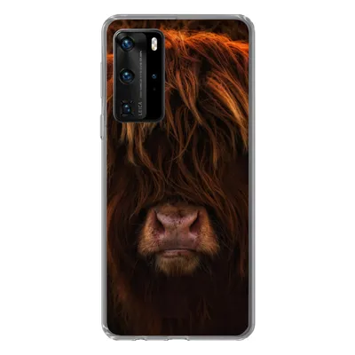 Produktbild von MuchoWow® Handyhülle Schutzhülle Hülle für Huawei P40 Pro Schottischer Highlander - Kuh - Schwarz - Porträt Silikon Softcase Handy Hülle - Schutz