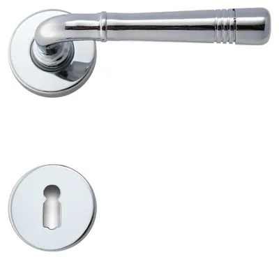 Produktbild von Berlin R716 GHIDINI Türdrücker-Rosetten-Garnitur (Lochung: BB, Türstärke: 38 - 42 mm, Oberfläche: Messing M4 - glanzchrom) Lochung: BB Türstärke: 38 - 42 mm Oberfläche: Messing M4 - glanzchrom