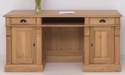 Immagine prodotto di Casa Padrino scrivania in stile country colori naturali 160 x 70 x h. 78 cm - Scrivania in legno massello con 2 ante e 2 cassetti - Mobili in legno massello - Mobili da ufficio in stile country - Mobili in stile country
