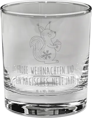 Produktbild von Mr. & Mrs. Panda Trinkglas Eichhörnchen Weihnachten - Transparent - Geschenk, Glas, Winter, für Gin, Vogel, Cocktailglas, Frohe, Guten Rutsch, Tumbler, Weihnachtsgruß
