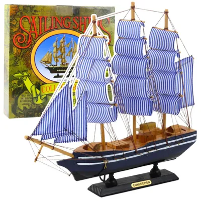 Image de Modèle à collectionner Voilier Décoratif Blanc Et Bleu 33X31Cm