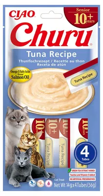 Productafbeelding van INABA Churu Senior, tonijnrecept - Snack voor katten - 4 x 14g