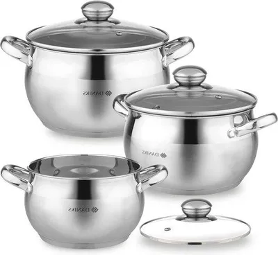 Produktbild von Edelstahl-Topf-Set Induktion Glasdeckel