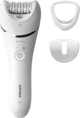 Obrázek produktu pro Philips Epilator Series 8000 BRE700/00 Epilátor pro mokré a suché holení, Stříbrná, Bílá, 32 pinzeta/pinzety, 70400 ot/min, Baterie, 15 V, Zabudovaná baterie