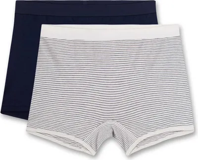 Produktbild von Sanetta Mädchen Shorts, 2er Pack - Unterwäsche, Unterhose, Jersey, gestreift Weiß/Dunkelblau 140