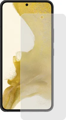 A screen protector is shown placed on a smartphone.