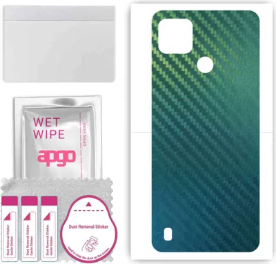 Produktbild von apgo Rückseite Schutzfolie, Skin, kompatibel mit Realme C25 RMX3193, Hinten Displayschutzfolie aus Vinylfolie, kratzfest, einfache Montage - Kohlenstoff-Chamäleon CAKA1