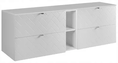 Zdjęcie produktu dla Szafka Łazienkowa Wisząca Pod Umywalkę Regał Blat 180X46 Cm Rensan Biała