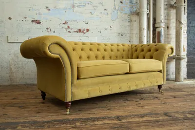 Produktbild von Klassische Polster Möbel Chesterfield Couch Textil Leder Stoff Samt Dreisitzer